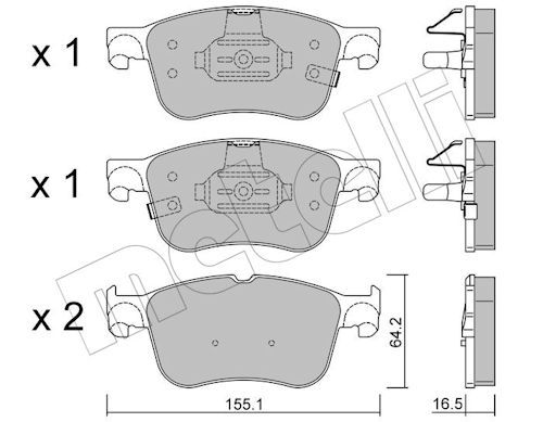 Metelli 2212050 Колодки гальмівні (передні) Ford Focus/Kuga 1.0-2.0 EcoBoost18-
