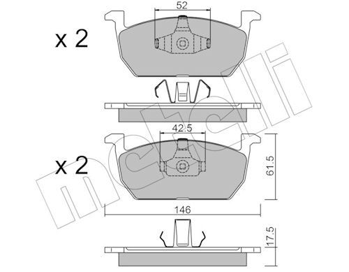 Metelli 2212140 Колодки гальмівні (передні) Audi A1 18-/Seat Leon 12-/Ibiza/VW Polo 17-