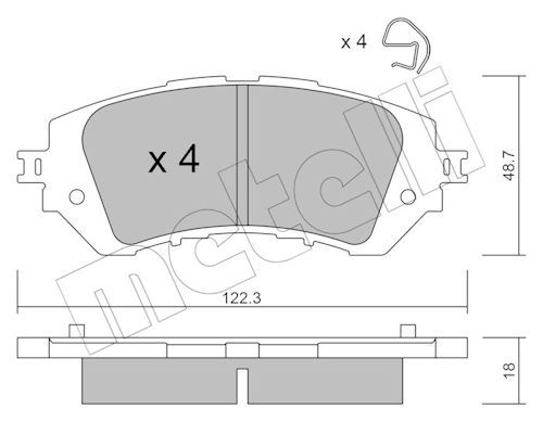 Metelli 2212190 Колодки гальмівні (передні) Toyota Yaris 13- (Akebono)