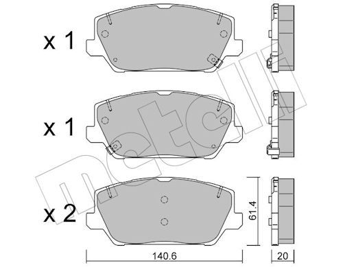 Metelli 2212410 Колодки гальмівні (передні) Hyundai i30 17-/Grandeur 16-/Kia Optima 17-