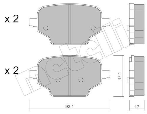 Metelli 2212450 Колодки гальмівні (задні) Opel Combo 18-/Citroen Berlingo/Peugeot Partner 18-