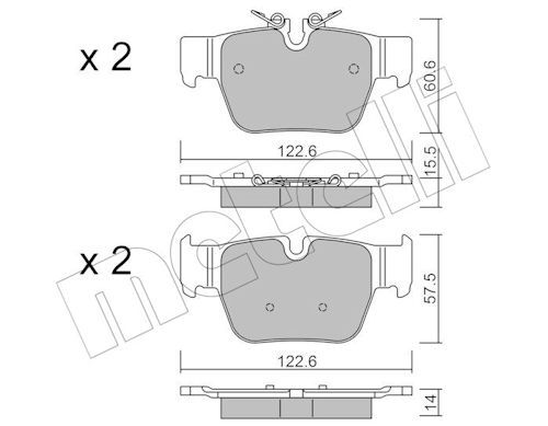 Metelli 2212670 Колодки гальмівні (задні) BMW 1 (F40) 19-/2 (F44) 19-/X2 (F39) 17-/Mini Clubman/Coun