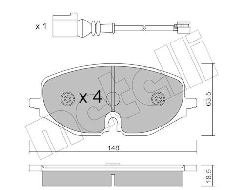 Metelli 2212800 Колодки гальмівні (передні) Audi A3/Skoda Octavia/Seat Leon/VW Golf VIII 19-/Caddy 2