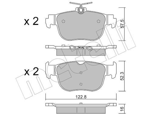 Metelli 2212810 Колодки гальмівні (задні) Audi A3/Seat Leon/Skoda Octavia/VW Golf VIII 19-/Caddy 20-