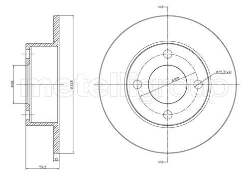 Metelli 230185 Диск гальмівний (задній) Audi 80 86-96/Audi 90 84-91/Audi 100 82-90 (245x10) (повний)
