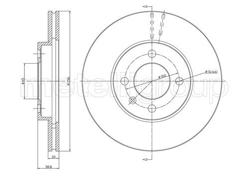 Metelli 230230C Диск гальмівний (передній) Seat Ibiza/VW Caddy/Polo 93-04/Golf/Passat 87-02 (256x20)