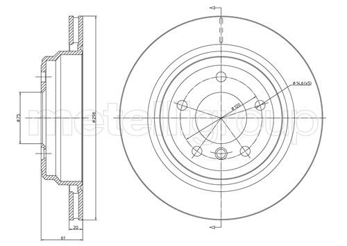Metelli 230398C Диск гальмівний (задній) BMW 5 (E39) 95-04 (298x20) (з покриттям) (вентильований)