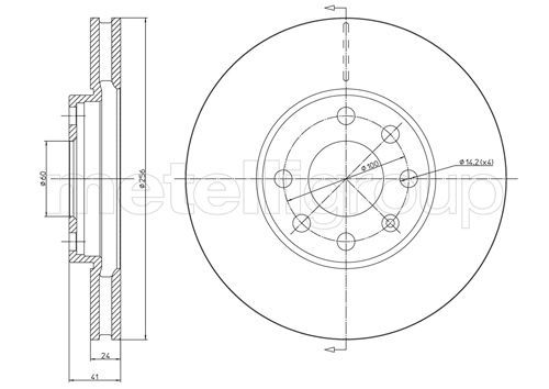 Metelli 230490C Диск гальмівний (передній) Opel Astra F/G 98-09/Chevrolet Astra 02-11 (256x23.8) (з