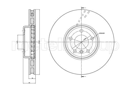 Metelli 231327C Диск гальмівний (передній) BMW 5 (F10/F11)/6 (F12/F13)/7 (F01-F04) 10- (348x36) (L)(