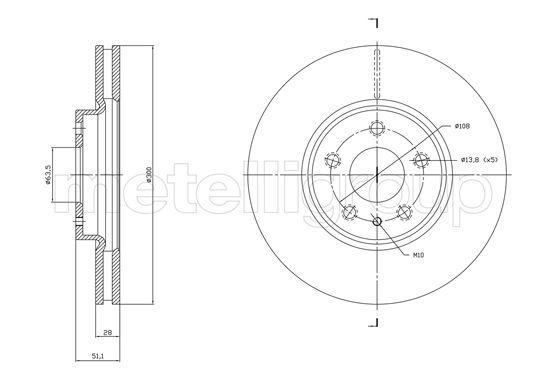 Metelli 231790C Диск гальмівний (передній) Ford Mondeo V 13- (300x28)