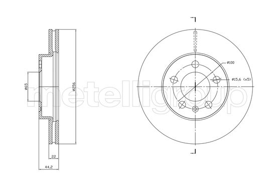 Metelli 231843C Диск гальмівний (передній) Audi A1/Seat Ibiza/VW Polo 17- (256x22) (з покриттям) (ве