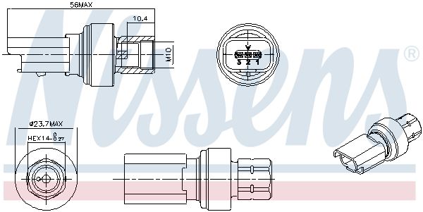 Nissens 301136 Натискний перемикач, система кондиціонування повітря