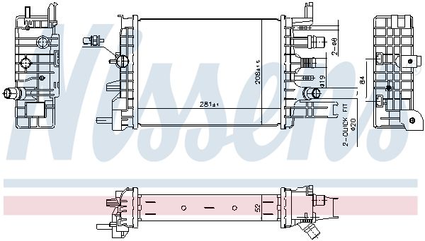 Nissens 607033 Низькотемпературний радіатор, охолоджувач наддув. повітря