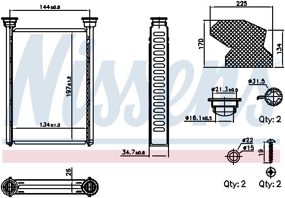 Nissens 707309 Теплообмінник, система опалення салону