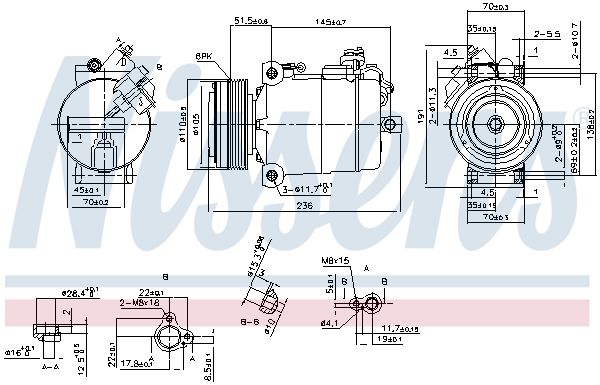 Nissens 890043 Компресор, система кондиціонування повітря