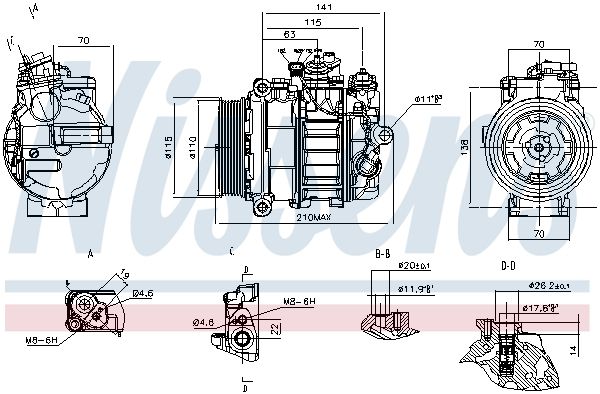 Nissens 890590 Компресор, система кондиціонування повітря
