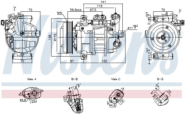 Nissens 891108 Компресор, система кондиціонування повітря
