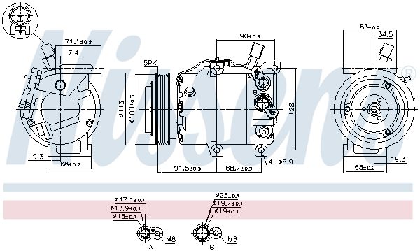 Nissens 891184 Компресор, система кондиціонування повітря