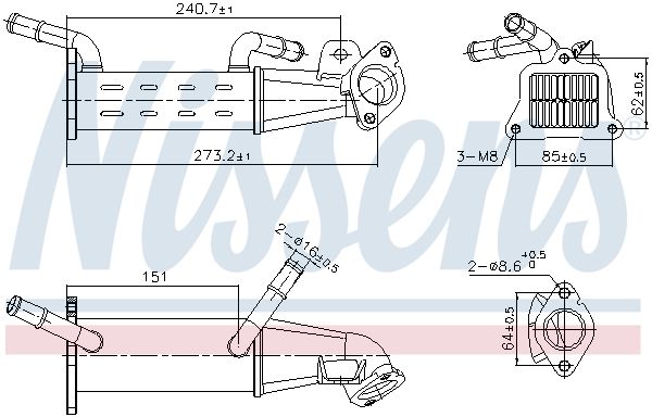 Nissens 989451 Радіатор, система рециркуляції ВГ
