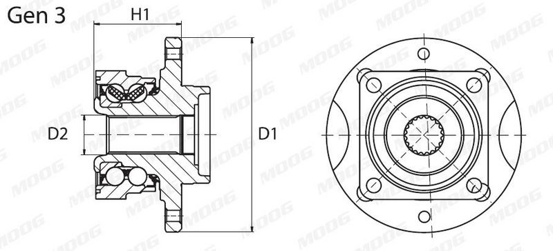 OP-WB-11091 MOOG Маточина колеса в зборі OPEL:ASTRA G Estate (T98) 98>04;ASTRA G Hatchback (T98) 98>09;ASTRA G Saloon (T98) 98>09;ZAFIRA A MPV (T98) 99>05