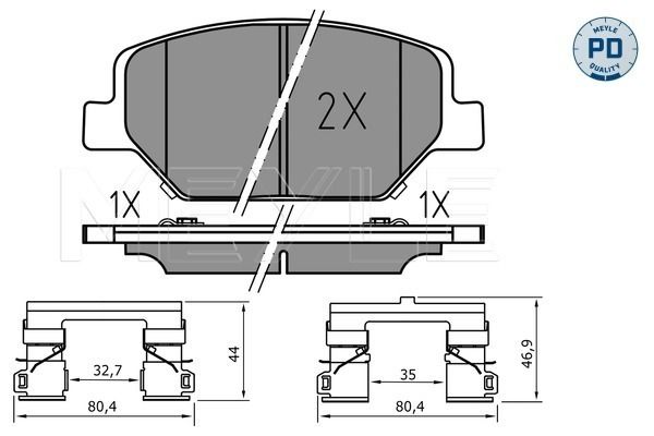Meyle 0252213819PD Колодки гальмівні (передні) Opel Insignia 1.5-2.0 CDTi 17-