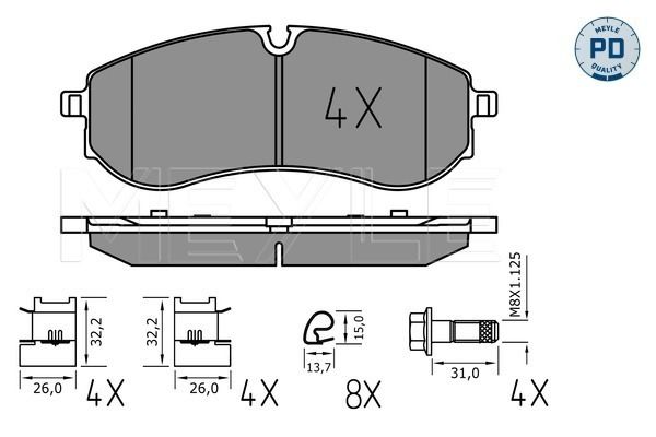 Meyle 0252249220PD Колодки гальмівні (задні) VW Crafter 16-