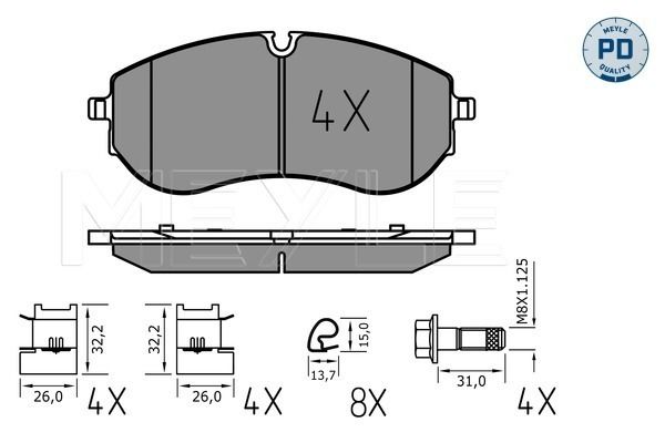 Meyle 0252249320PD Колодки гальмівні (передні) VW Crafter 2.0 TDI 16-