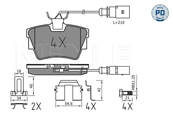 Meyle 0252322416W Колодки гальмівні (задні) VW T4 1.8-2.8 90-03 (з датчиком)