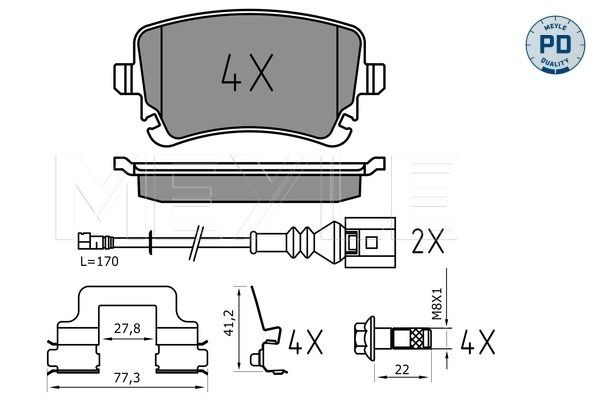 Meyle 02523326171PD Колодки гальмівні (задні) VW T5 03- (TRW)