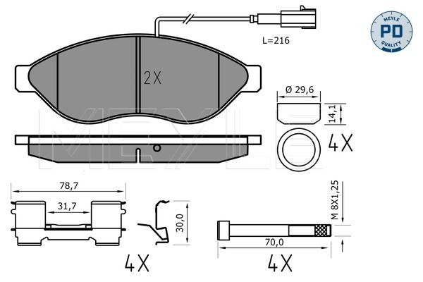 Meyle 02524468192PD Колодки гальмівні (передні) Citroen Jumper/Fiat Ducato/Peugeot Boxer 06- (Platin