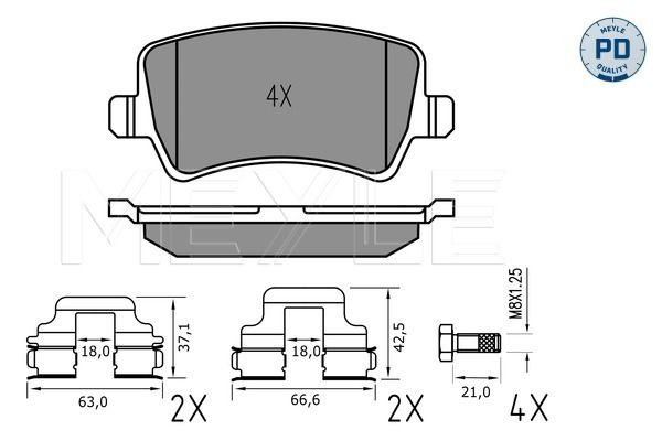 Meyle 0252449617PD Колодки гальмівні (задні) Ford Galaxy/S-Max 06-15/Volvo S60/S80/V60/V70/XC60/XC70