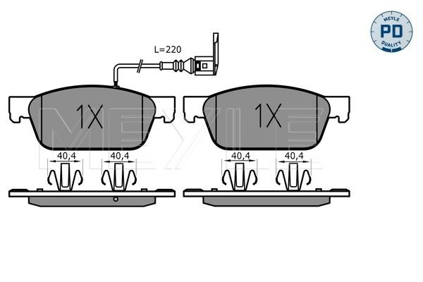 Meyle 0252462318PD Колодки гальмівні (передні) VW T5 03-/T6 15- (з датчиком)