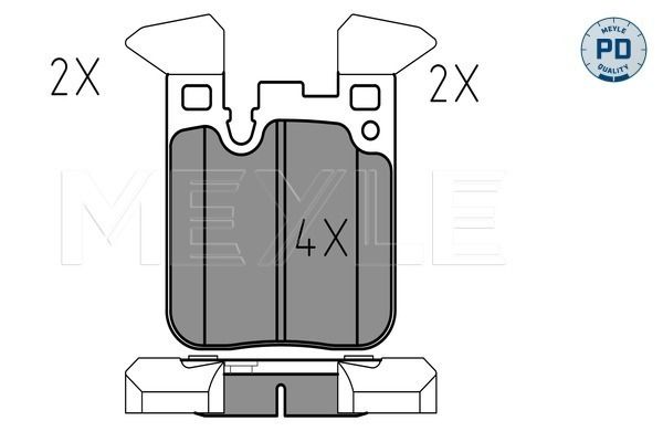 Meyle 0252502916PD Колодки гальмівні (задні) BMW 1 (F20/F21)/ 3 (F30/F31/F34) 11- (Brembo) B37/B47/N