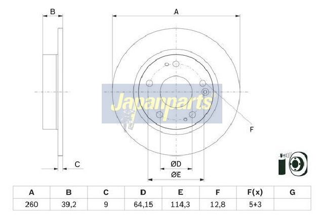 Japan Parts DP428C Гальмівний диск