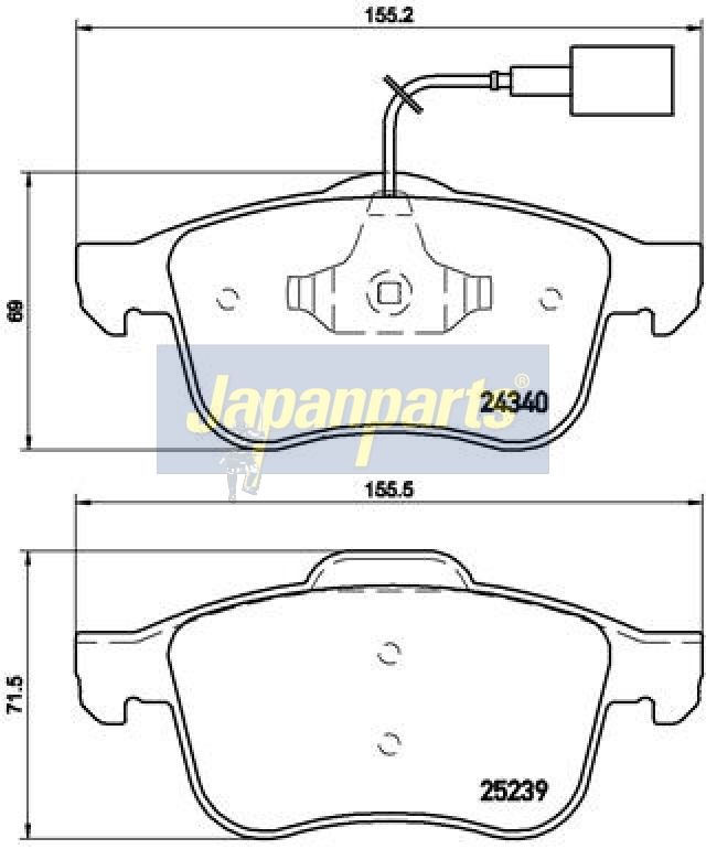Japan Parts PA0247AF Комплект гальмівних накладок, дискове гальмо
