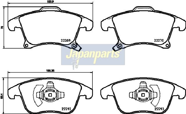 Japan Parts PA0311AF Комплект гальмівних накладок, дискове гальмо