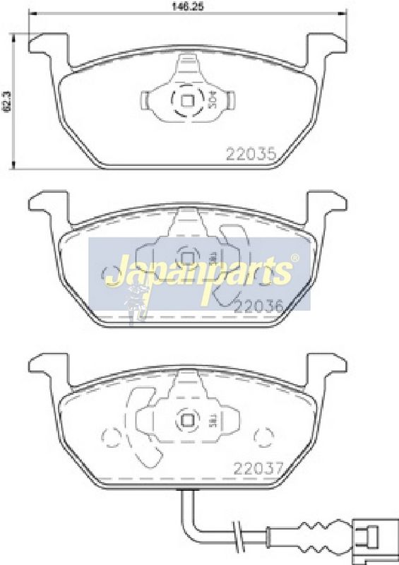 Japan Parts PA0938AF Комплект гальмівних накладок, дискове гальмо