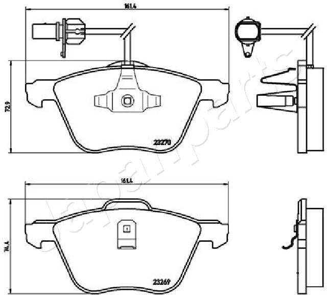 Japan Parts PA0952AF Комплект гальмівних накладок, дискове гальмо