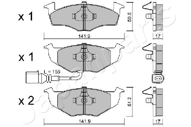 Japan Parts PA0955AF Комплект гальмівних накладок, дискове гальмо