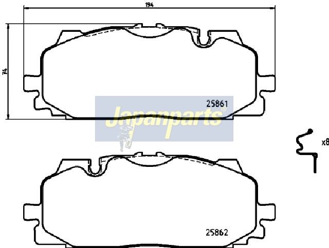 Japan Parts PA0958AF Комплект гальмівних накладок, дискове гальмо