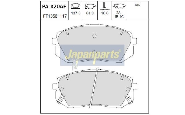 Japan Parts PAK20AF Комплект гальмівних накладок, дискове гальмо