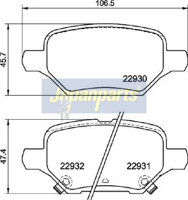 Japan Parts PP0405AF Комплект гальмівних накладок, дискове гальмо