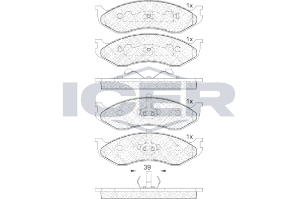 Icer 140968 Колодки гальмівні (передні) Jeep Cherokee/Grand Cherokee 83-01/Wrangler 86-10/Kia Carniv