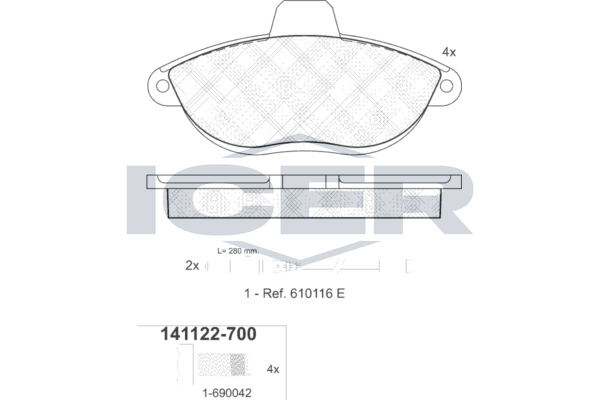 Icer 141122700 Колодки гальмівні (передні) Citroen Jumpy/Fiat Scudo/Ulysse/Peugeot Expert/806 95-06