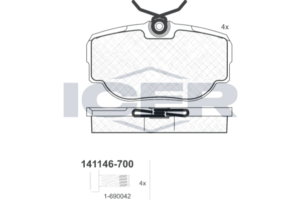 Icer 141146700 Колодки гальмівні (задні) Land Rover Range Rover 94-02/Discovery 98-04