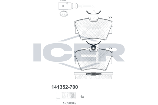 Icer 141352700 Колодки гальмівні (задні) VW T4 96-03 (+датчики)