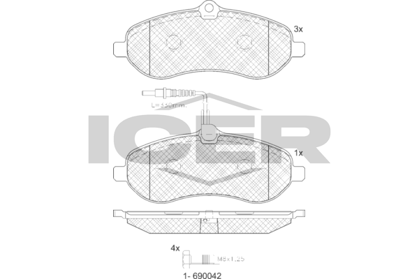 Icer 141802 Колодки гальмівні (передні) Citroen Jumpy/Fiat Scudo/Peugeot Expert 07- (+датчик)