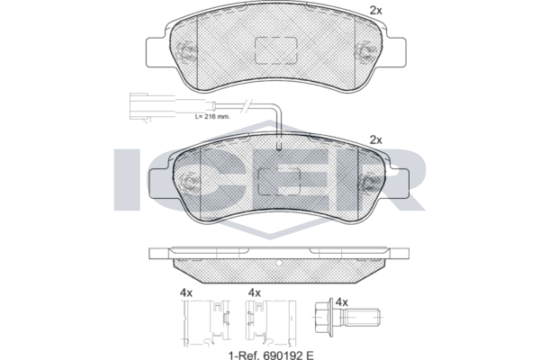 Icer 141804203 Колодки гальмівні (задні) Citroen Jumper/Fiat Ducato/Peugeot Boxer 06- (+датчики)