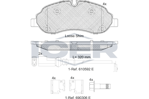 Icer 142217 Колодки гальмівні (передні) Ford Tourneo Custom/Transit Custom/Transit V363 12- (+датчик