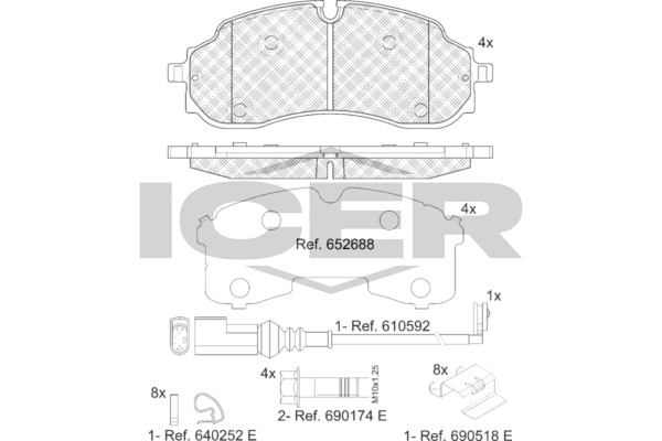 Icer 142490 Колодки гальмівні (передні) Ford Transit E-Transit 22- (+датчик)